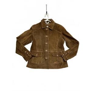 Vintage 90's Rare JJM Blackberry/Rim Brown Women's Suede Button-Up Jacket Sz XL